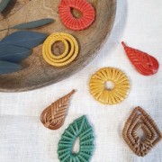 Colgante 3 anillas de madera trenzado 42 mm - Amarillo efecto nacaradox1