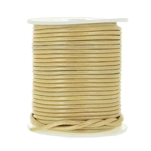 Cordón de cuero 2 mm Crema Metalizado x 25 m