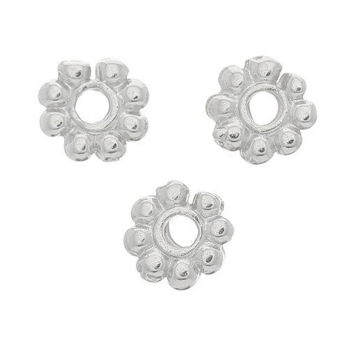 Cuentas rondelle flor 6 mm - Rodio x10