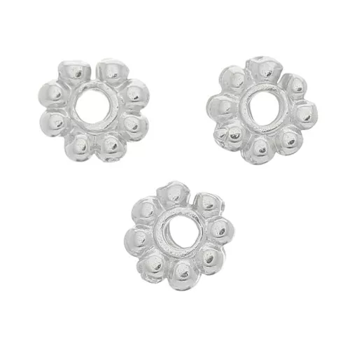 Cuentas rondelle flor 6 mm - Rodio x10