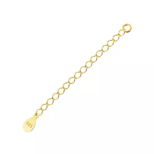 Cadena extensión cequie gota 55 mm de Plata 925 dorado con oro fino x10