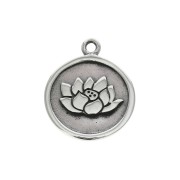 Dije redondo motif fleur de lotus 14.5 mm en Plata 925 x1|raw }}