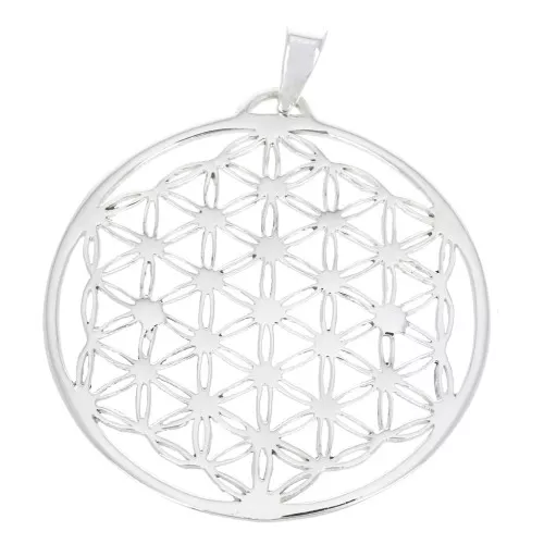 Colgante redondo 34.5x32 mm estamapado flor de vida calado Plata 925 x1