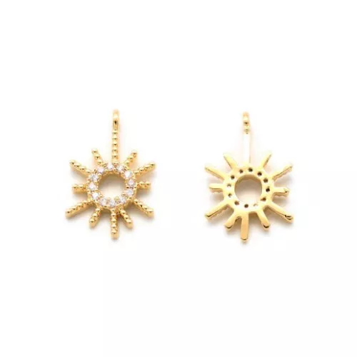 Dije sol con óxido de zirconio 16x11 mm - Dorado - Crystal x1