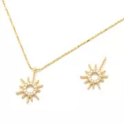 Dije sol con óxido de zirconio 16x11 mm - Dorado - Crystal x1