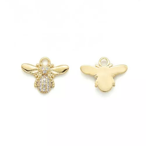 Dije abeja con óxido de zirconio 11x15 mm - Dorado - Crystal x1
