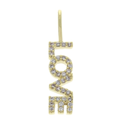 Colgante Love con óxido de zirconio 22x5 mm Dorado - Crystal x1