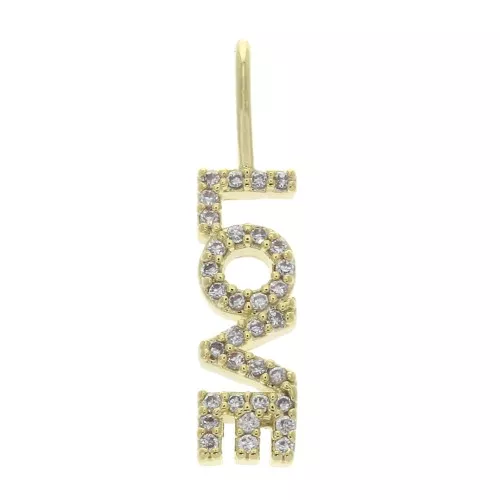 Colgante Love con óxido de zirconio 22x5 mm Dorado - Crystal x1