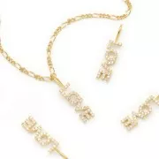 Colgante Love con óxido de zirconio 22x5 mm Dorado - Crystal x1