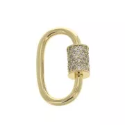 Cierrre ovalado con óxido de zirconio 19x12 mm - Dorado - Crystal x1