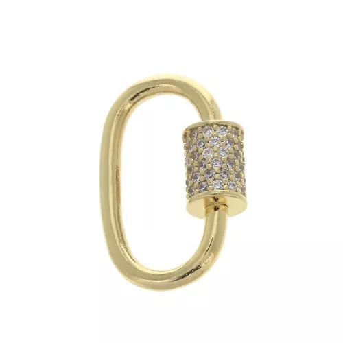 Cierrre ovalado con óxido de zirconio 19x12 mm - Dorado - Crystal x1
