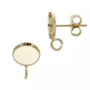 Pendientes para cabuchón con base plana 8 mm - Dorado con oro fino x2