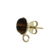 Pendientes para cabuchón con base plana 8 mm - Dorado con oro fino x2