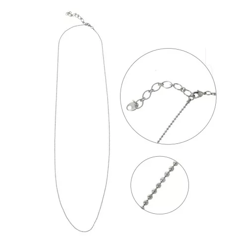 Collar largo malla bola 1.5 mm - Rodiado x 1