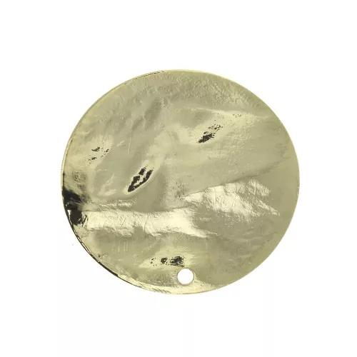 Colgante disco martillado 25 mm con un agujero - Dorado al oro fino x1