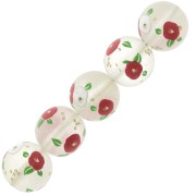 Cuenta Japonesa Tensha de resina - Decal Miyuki 12 mm - Transparent - Rojo x1