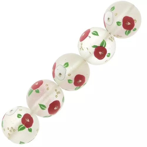 Cuenta Japonesa Tensha de resina - Decal Miyuki 12 mm - Transparent - Rojo x1