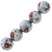 Cuenta Japonesa Tensha de resina - Decal Miyuki 12 mm - Gris - Rojo - Blanc x1|raw }}