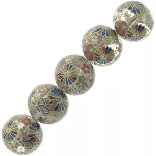 Cuenta Japonesa Tensha de resina - Decal Miyuki 12 mm Transparent - Multicolore x1