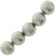 Cuenta Japonesa Tensha de resina - Decal Miyuki 12 mm - Gris - Crème - Dorado x1
