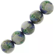 Cuenta Japonesa Tensha de resina - Decal Miyuki 12 mm - Azul - Vert - Dorado x1