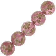 Cuenta Japonesa Tensha de resina - Decal Miyuki 12 mm - Rose transparent - Dorado x1