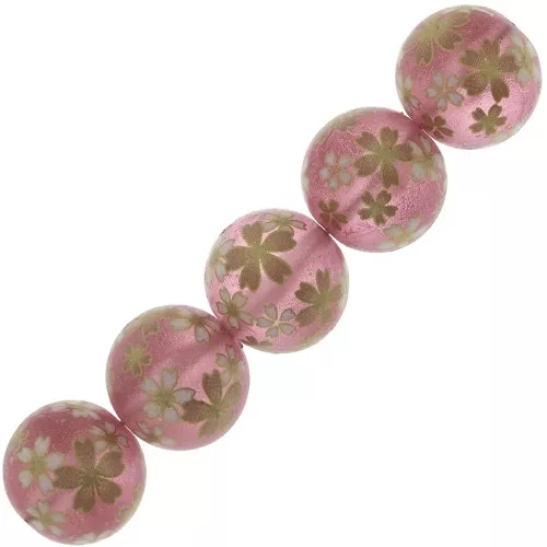 Cuenta Japonesa Tensha de resina - Decal Miyuki 12 mm - Rose transparent - Dorado x1