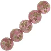 Cuenta Japonesa Tensha de resina - Decal Miyuki 14 mm Rose transparent - Dorado x1