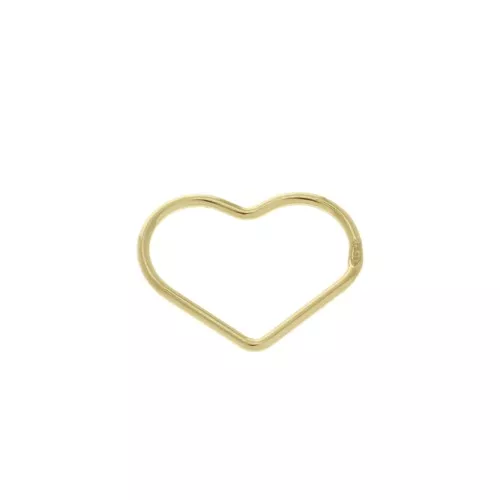 Anilla cerrada corazón 15 mm de Plata 925 Dorado al oro fino x1
