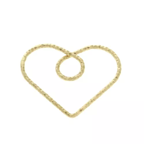 Colgante corazón diamantado 20 mm de Plata 925 Dorado con oro fino x1