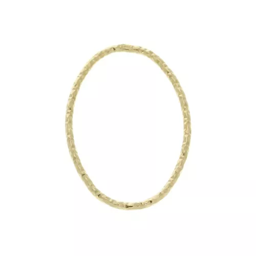 Anilla cerrado ovalado diamantado 20x14 mm de Plata 925 Dorado con oro fino x1