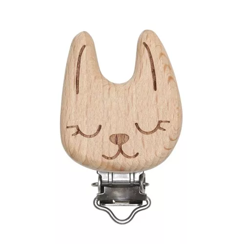 Clip para chupete 54x35 mm de madera - Conejo - Natural x1