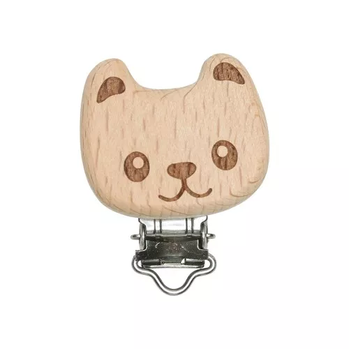 Clip para chupete de madera 47x35 mm de madera - Ourson - Natural x1