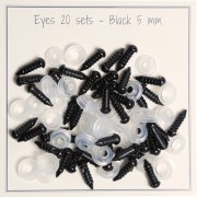 Ojos con seguridad de plástico - para peluche y amigurumi 5 mm Negro x20 paires