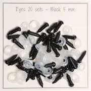 Ojos con seguridad de plástico - para peluche y amigurumi 5 mm Negro x20 paires