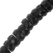 Cuentas arandalas Heishi facetadas - gema 5.5x3 mm - Onix negro x20