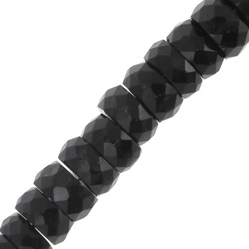 Cuentas arandalas Heishi facetadas - gema 5.5x3 mm - Onix negro x20