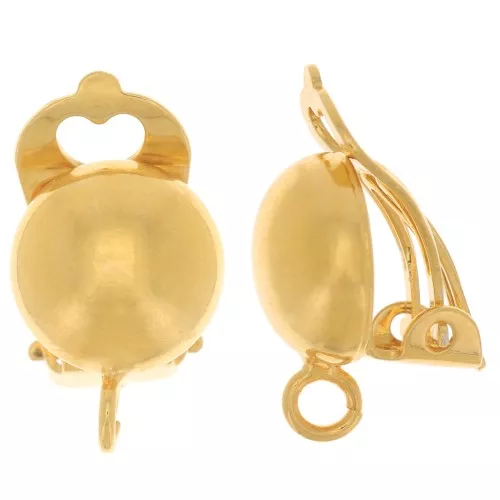 Pendientes clip media bola 10 mm Dorado con oro fino x2