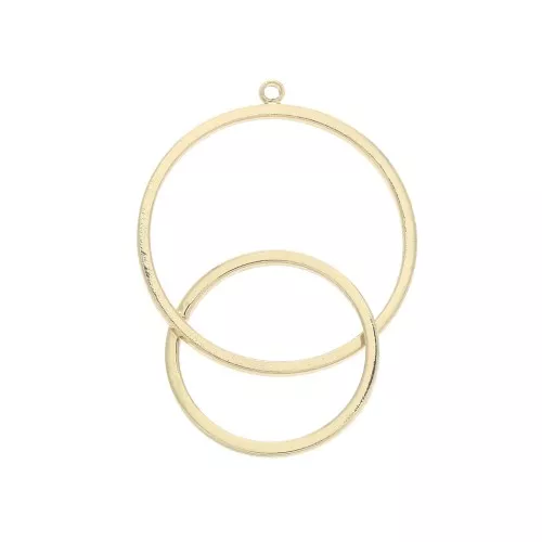 Colgante circulos entrelazados calados 34x20 mm - Dorado x1