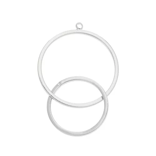 Colgante circulos entrelazados calados 34x20 mm - Rodiado x1