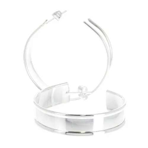 Pendientes de aros a decorar - 40 mm - Plateado x2