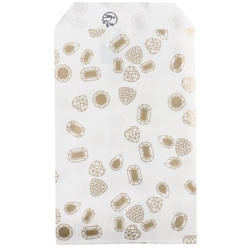 Bolsas de papel para regalo 7x12 cm - Pierres précieuses - Blanco - Dorado x1