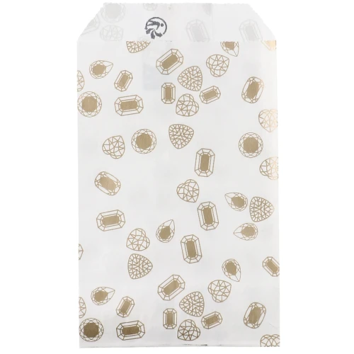 Bolsas de papel para regalo 7x12 cm - Pierres précieuses - Blanco - Dorado x1