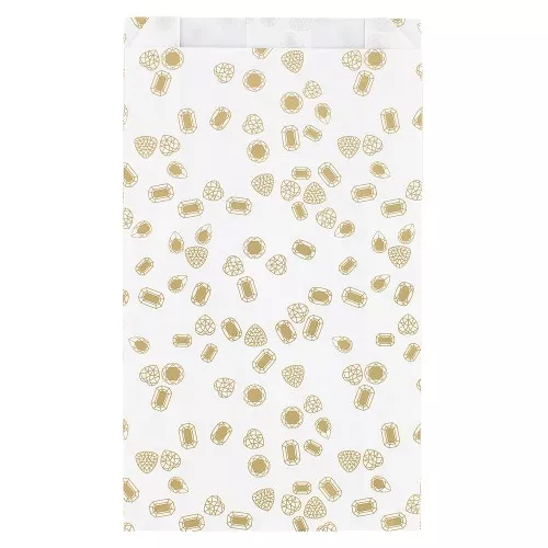 Bolsas de papel para regalo 12x4.5x20 cm - Pierres précieuses - Blanco - Dorado x1
