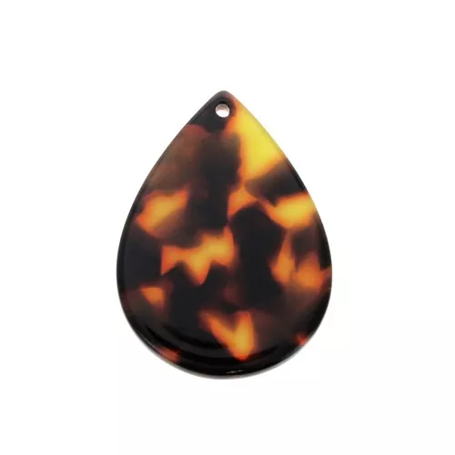 Colgante gota 31x22 mm - De Concha De Tortuga- Marron - Negro x1