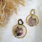 Colgante gota 31x22 mm - De Concha De Tortuga- Beige - Rose x1