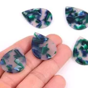 Colgante gota 31x22 mm - De Concha De Tortuga- Azuloscuro - Vert x1