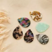 Colgante gota 31x22 mm - De Concha De Tortuga- Azuloscuro - Vert x1