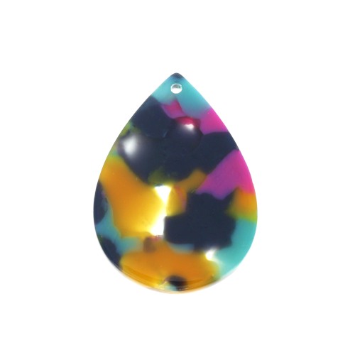 Colgante gota 31x22 mm - De Concha De Tortuga- Fuchsia - Azul- Camel x1