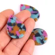 Colgante gota 31x22 mm - De Concha De Tortuga- Fuchsia - Azul- Camel x1